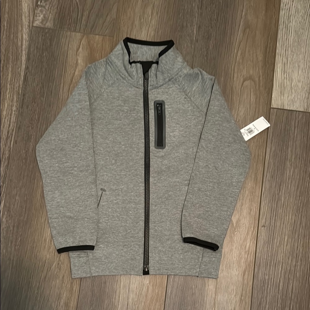 Old Navy Gray Zip-Up Jacket with Black Trim